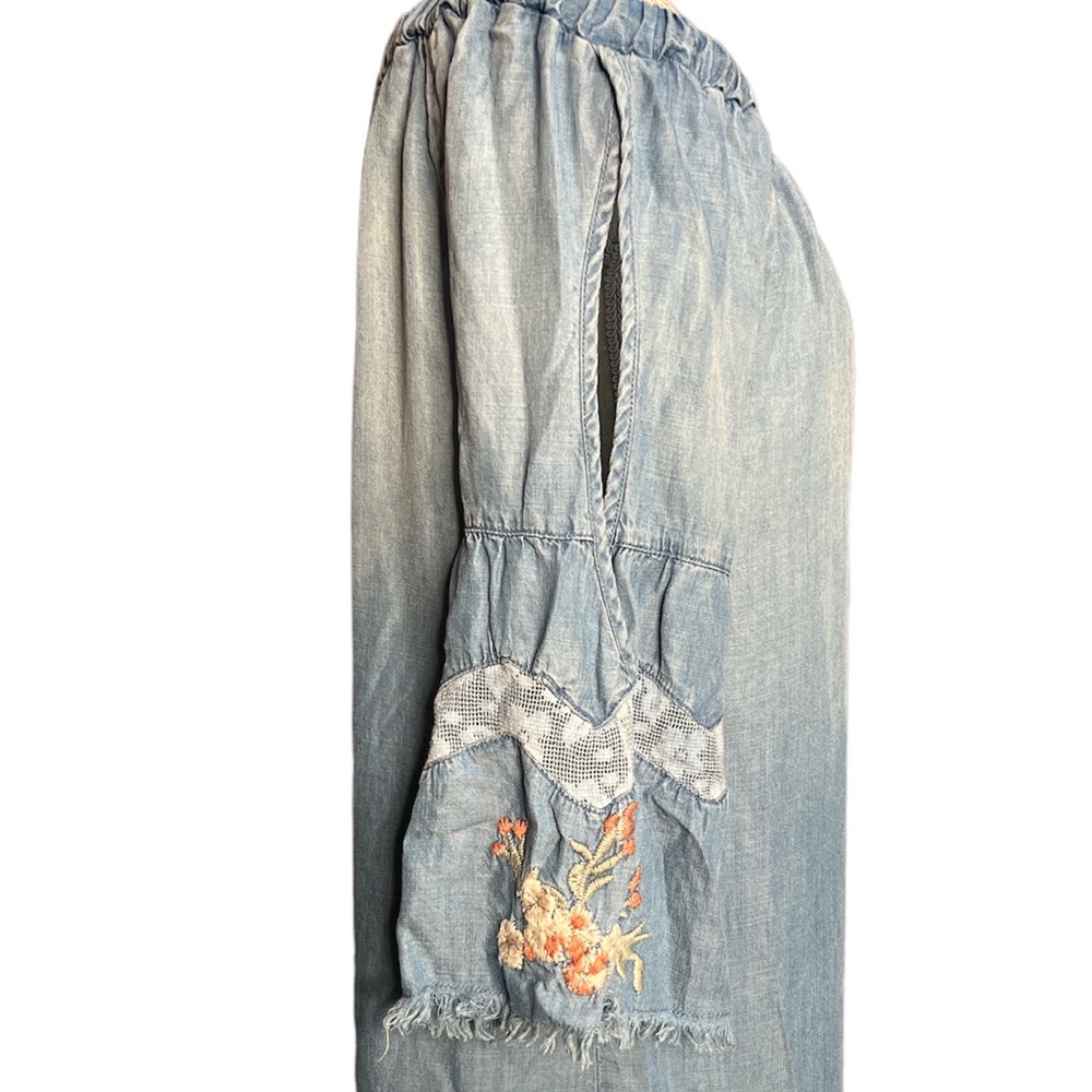 Billy T Cold Shoulder Button Down Back Denim Dress - image 4